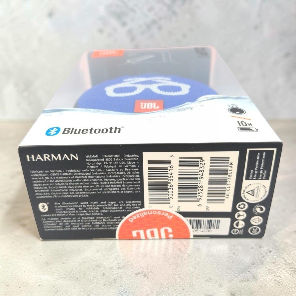 JBL Clip 3 Portable Bluetooth Speaker Waterproof Blue Glasses Graphic NIB New - Picture 6 of 7
